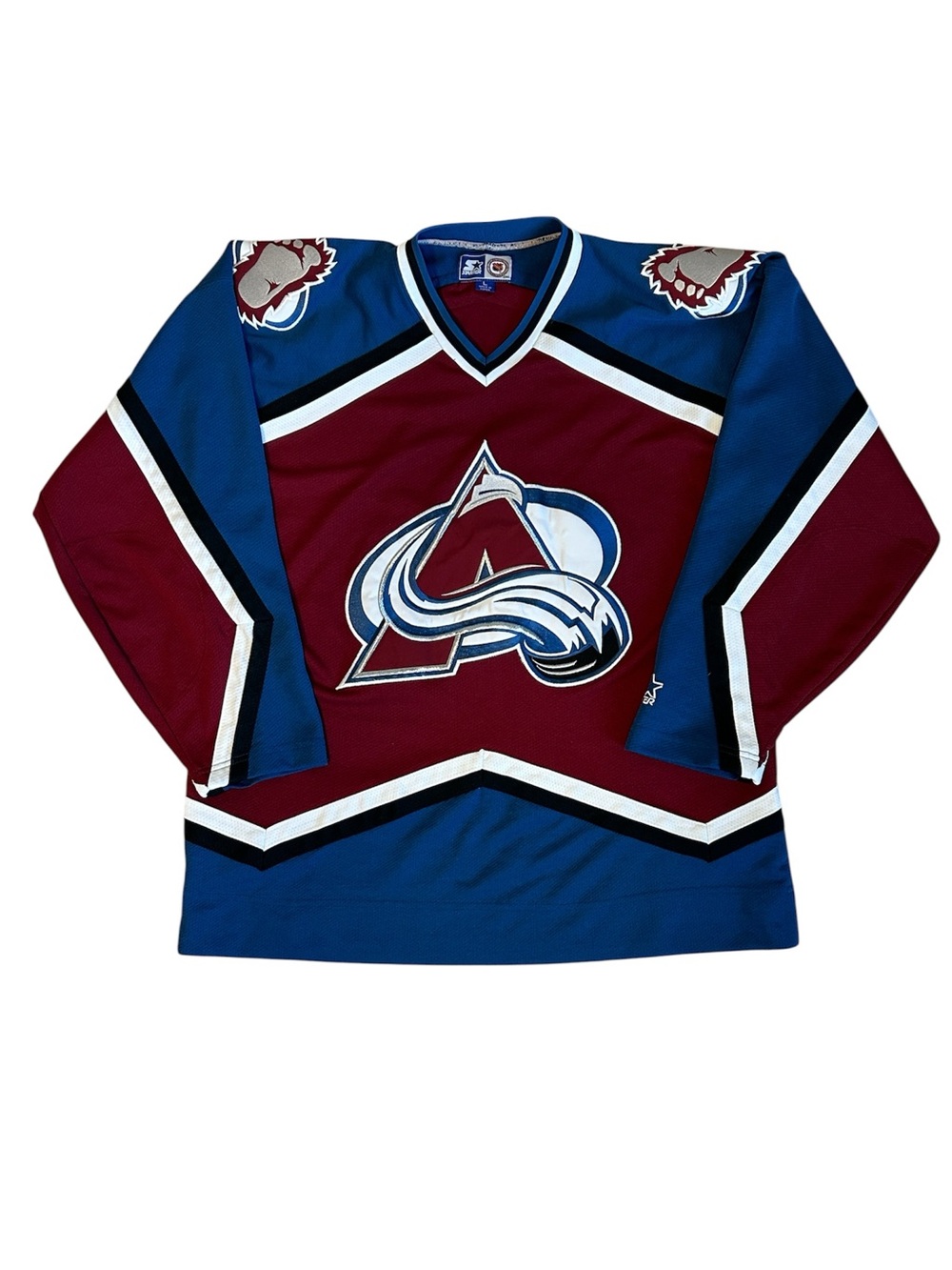 STARTER Vintage Colorado Avalanche Hockey Jersey Burgundy & blue 1990s size L
